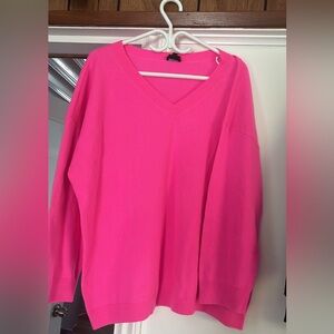 Pure Cashmere Talbots Bright Pink V-Neck Sweater